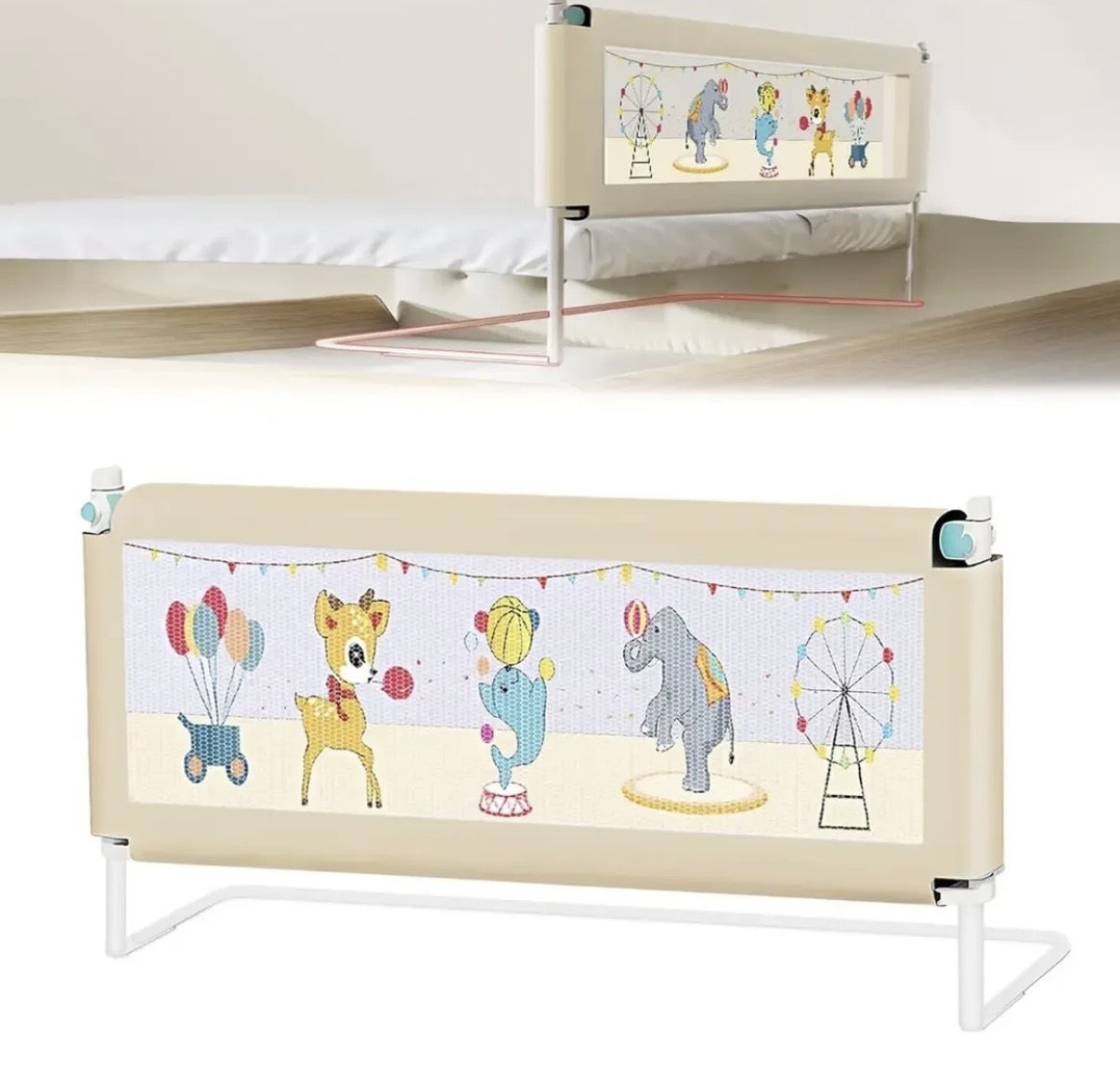 Baranda Para Cama 1,50mts Con Soporte Beige