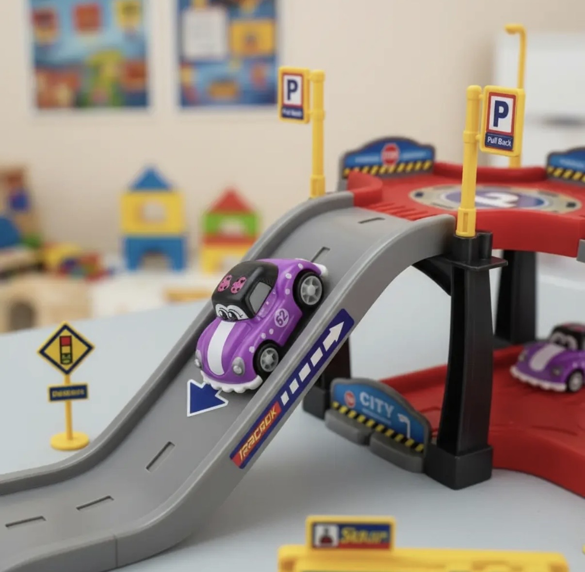 Set De Autos y Pista Con Parking - Imagen 2